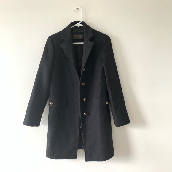 Zara Manteco Premium Wool Blend Coat Gold Buttons - Picture 3 of 9